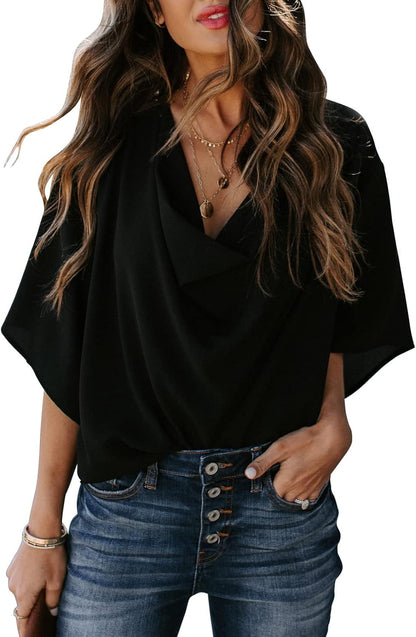 2024NEW Womens Short Sleeve Chiffon Shirt (BUY 2 FREE SHIPPING)
