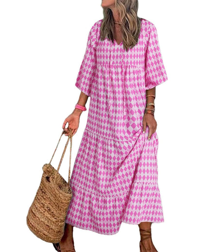 SUMMER CHIC- Women's Puff Sleeve Floral Boho Maxi Dress (Buy 2 Free Shipping)