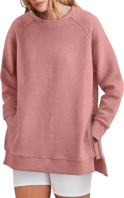 Oversized Sweatshirt Crewneck Long Sleeve Tunic Pollover Shirts(BUY TWO FREE SHIPPING!!!!)