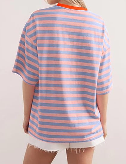 HOT SALE-Women's Striped Color Block T-Shirt (BUY 2 FREE SHIPPING)