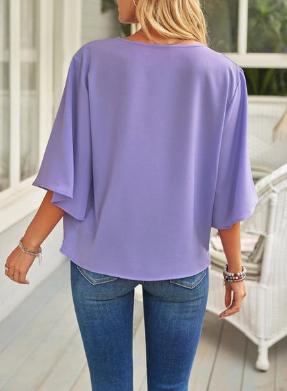 2024NEW Womens Short Sleeve Chiffon Shirt (BUY 2 FREE SHIPPING)