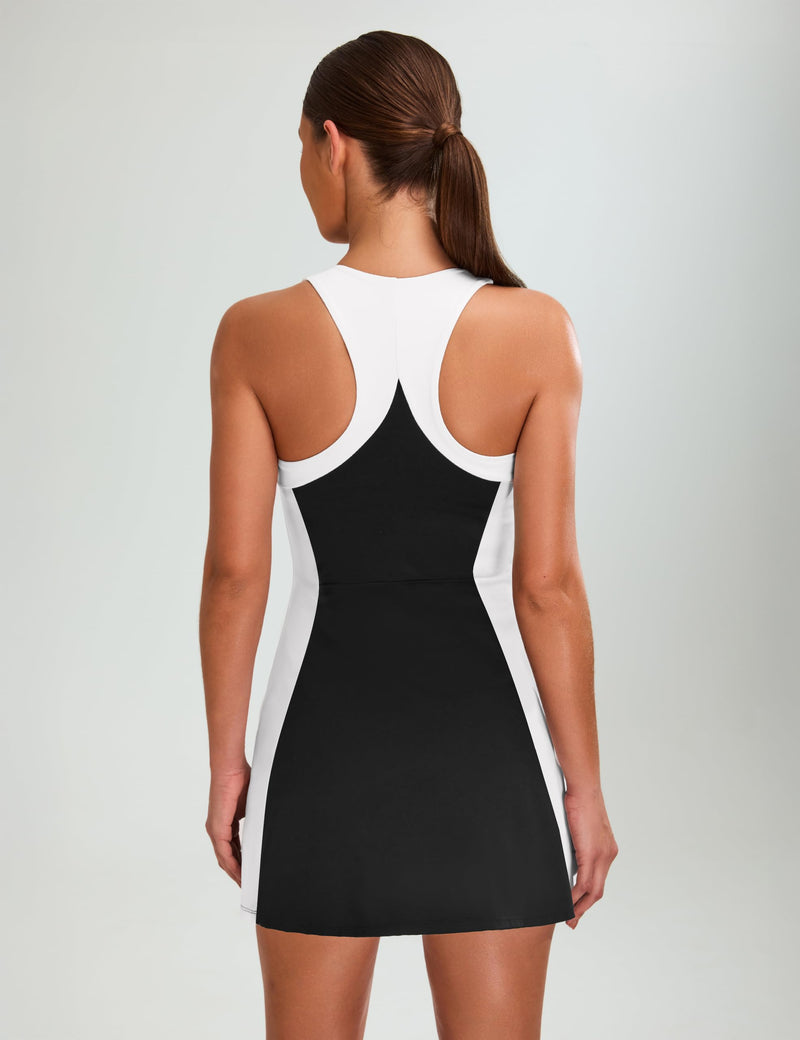 ✨Women Tennis Dress Casual Athletic Color Block Outfit Racerback Golf Separate Shorts