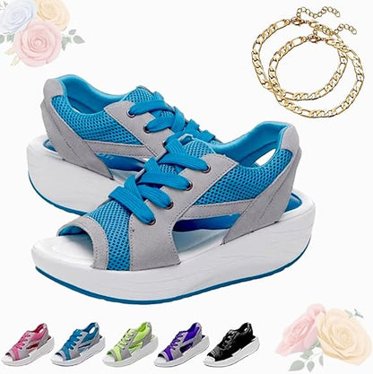 Contrast Paneled Cutout Lace-up Muffin Sandals （BUY 2 FREE SHIPPING)