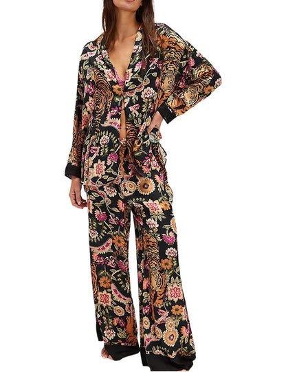 Floral Long Sleeve Pajamas Set
