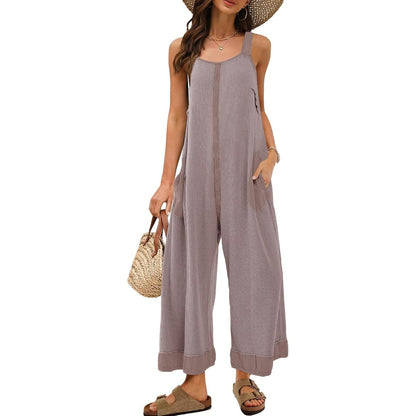 Women's Waffle Backless Jumpsuit (Buy 2 Free Shipping）