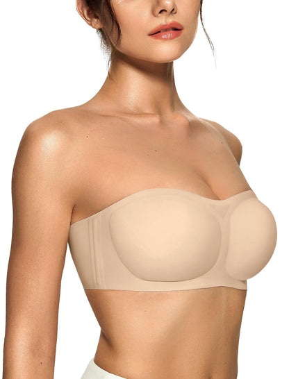 Women's Strapless Push Up Wireless Seamless Jelly Bandeau Bra