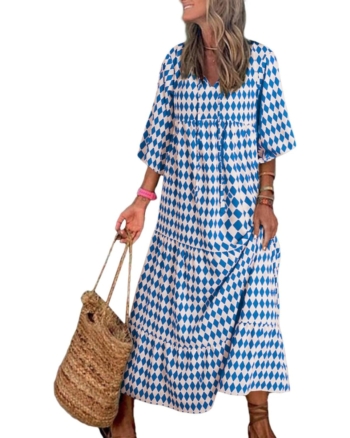 SUMMER CHIC- Women's Puff Sleeve Floral Boho Maxi Dress (Buy 2 Free Shipping)