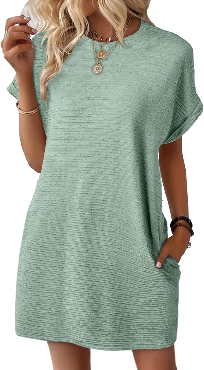 Limited time sale🔥Women's Lightweight Summer Short Sleeve Dress with Pockets