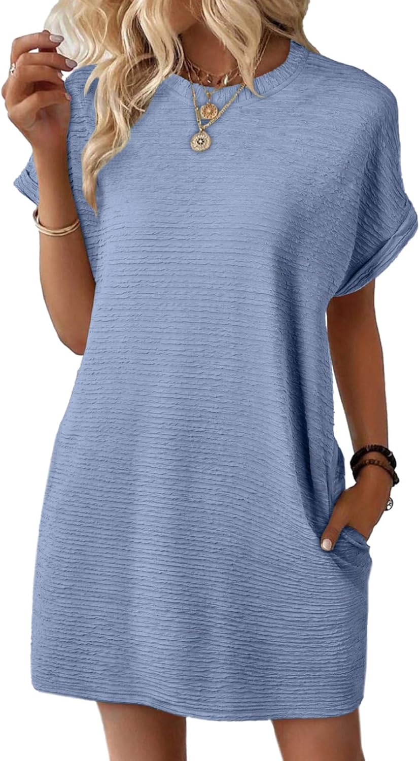 Limited time sale🔥Women's Lightweight Summer Short Sleeve Dress with Pockets