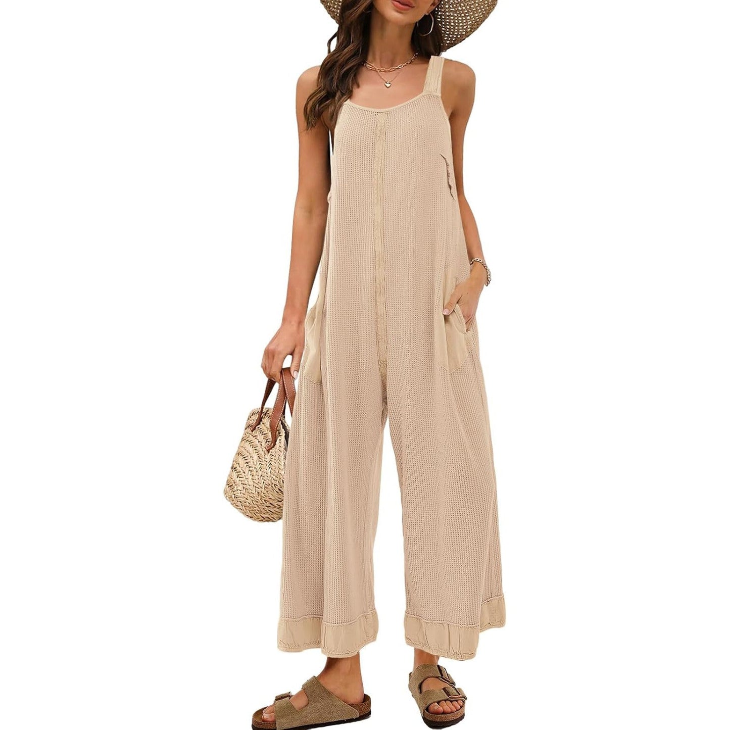 Women's Waffle Backless Jumpsuit (Buy 2 Free Shipping）