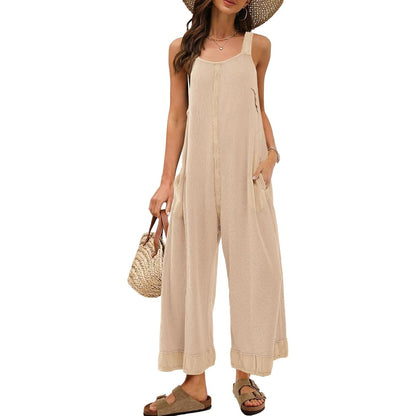 Women's Waffle Backless Jumpsuit (Buy 2 Free Shipping）