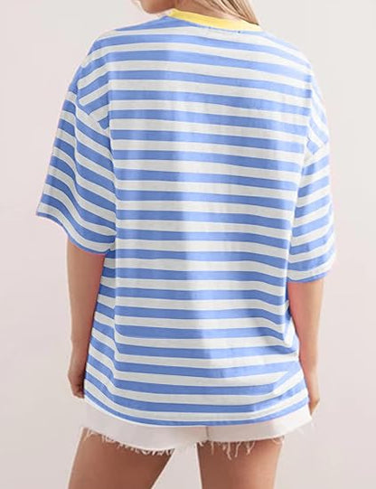 HOT SALE-Women's Striped Color Block T-Shirt (BUY 2 FREE SHIPPING)