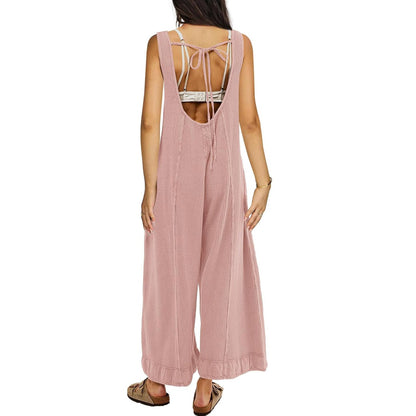 Women's Waffle Backless Jumpsuit (Buy 2 Free Shipping）