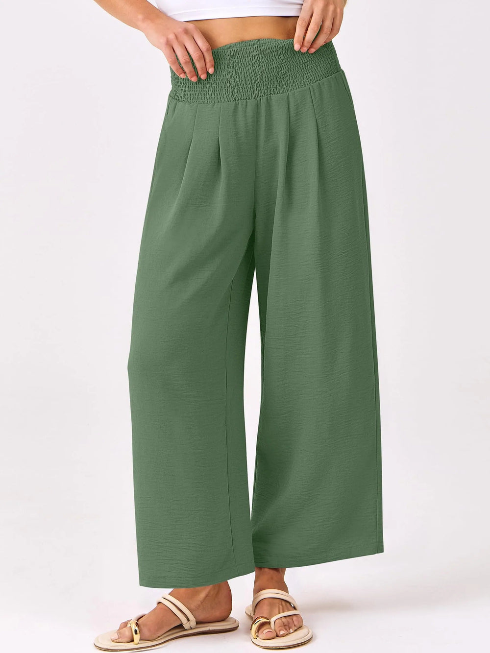 Women's Smocked Waist Wide Leg Palazzo Pants