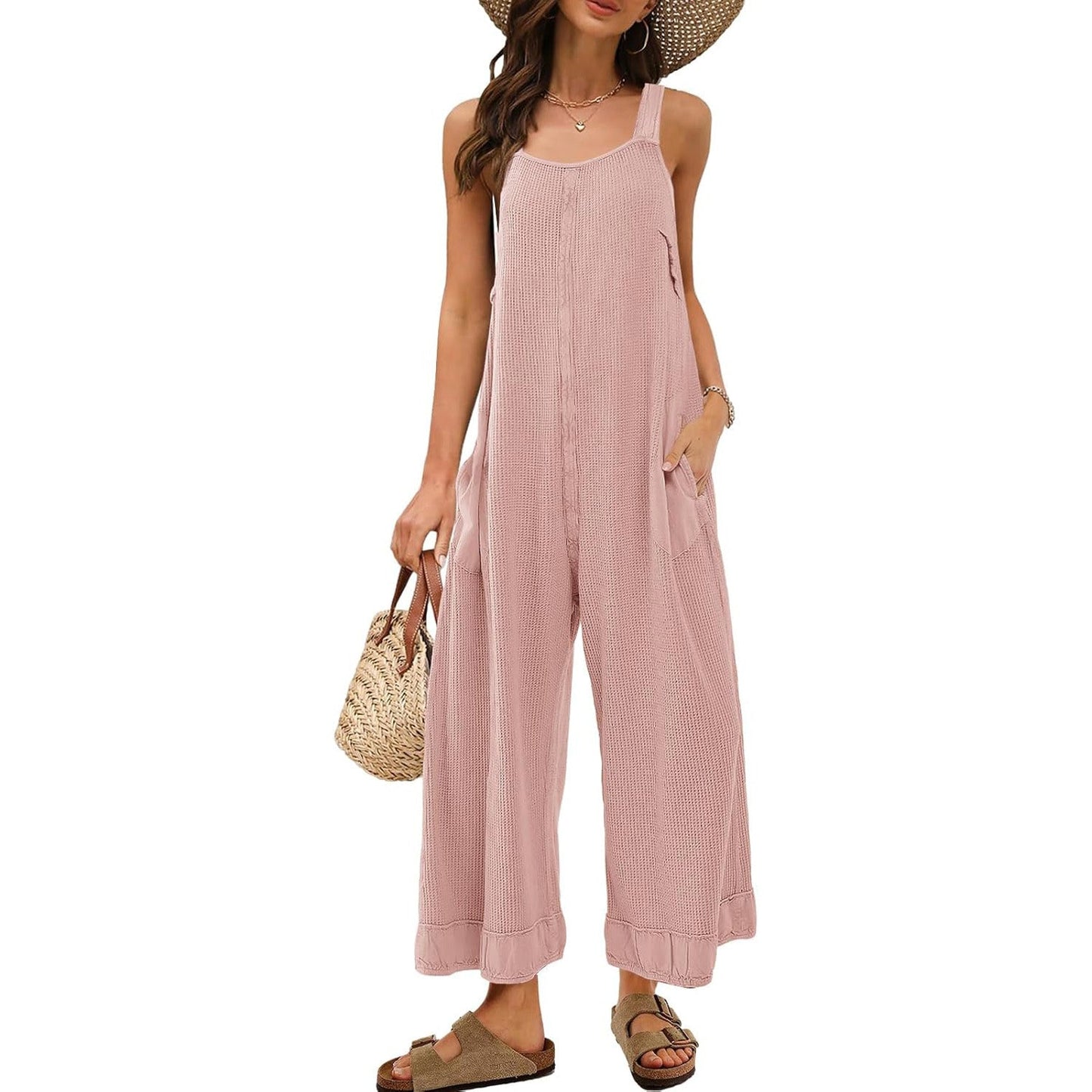 Women's Waffle Backless Jumpsuit (Buy 2 Free Shipping）