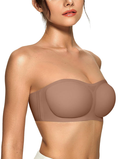 Women's Strapless Push Up Wireless Seamless Jelly Bandeau Bra
