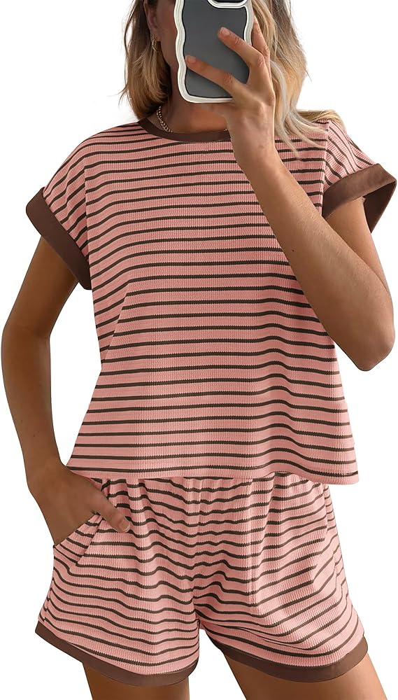 ⏰Hot Sale-Womens Striped Knit Sets 2 Piece Outfits