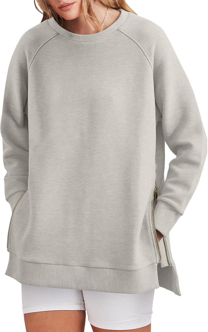 Oversized Sweatshirt Crewneck Long Sleeve Tunic Pollover Shirts(BUY TWO FREE SHIPPING!!!!)