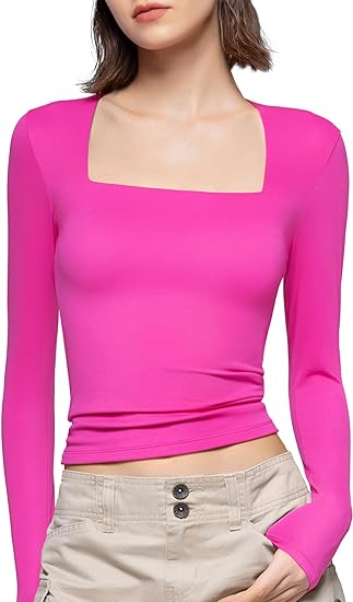 HOT SALE🔥 2024 Women's Square Neck Slim Fit Long Sleeve T-Shirt (BUY 2 FREE SHIPPING)