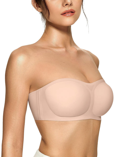 Women's Strapless Push Up Wireless Seamless Jelly Bandeau Bra