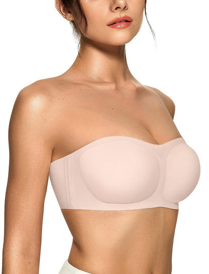 Women's Strapless Push Up Wireless Seamless Jelly Bandeau Bra