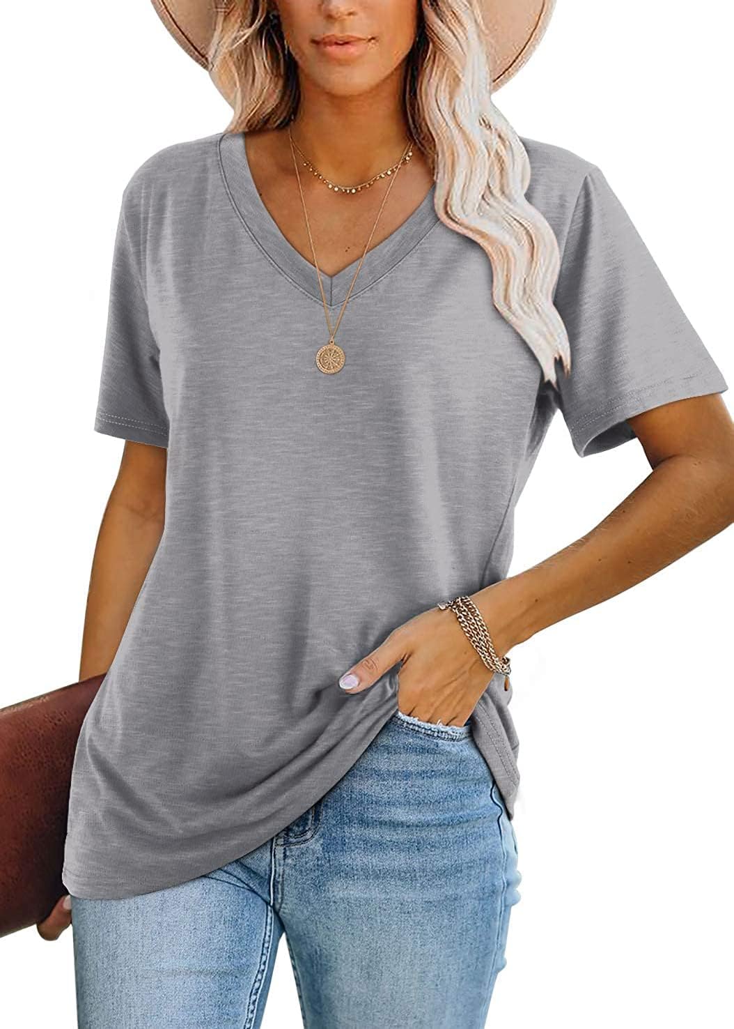 ⏰Hot Sale-Womens Tops Casual Basic T Shirt (BUY 2 FREE SHIPPING)