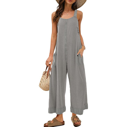 Women's Waffle Backless Jumpsuit (Buy 2 Free Shipping）