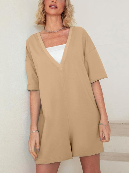 2024 Oversized Vibrant Relaxed Backless Tee Romper (Buy 2 Free Shipping)