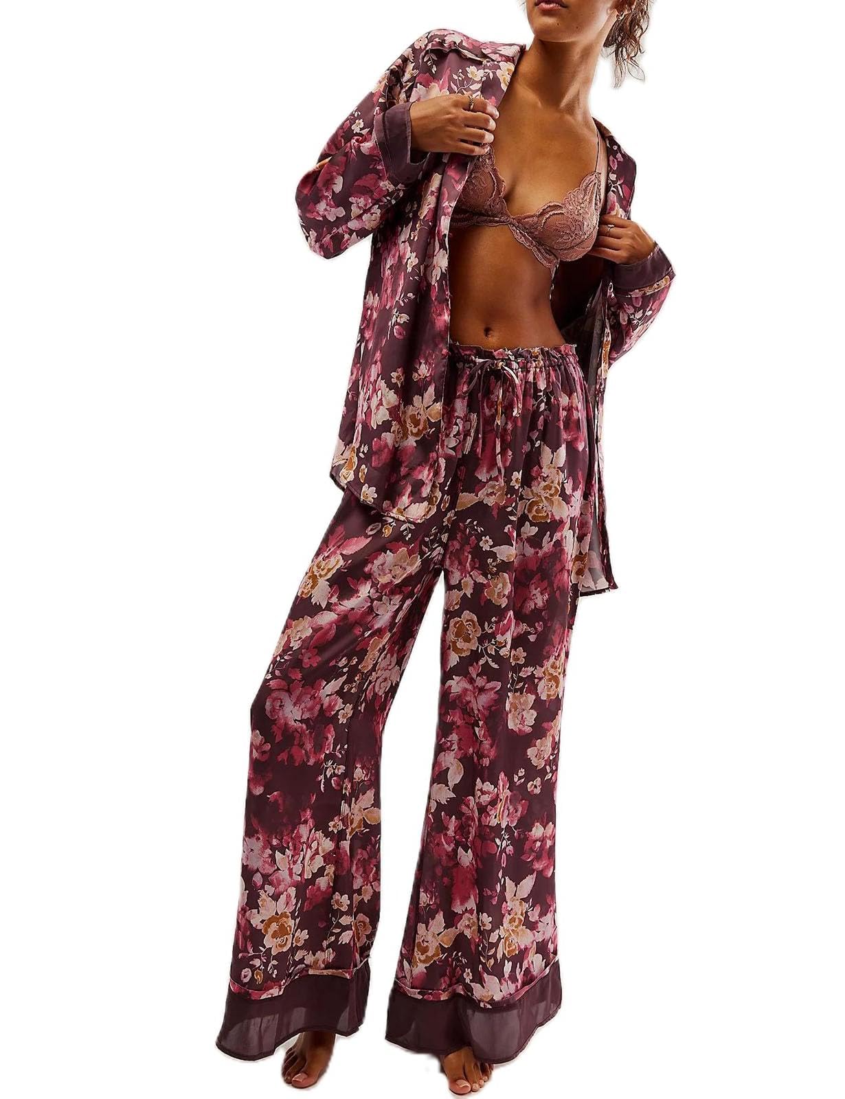 Floral Long Sleeve Pajamas Set