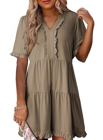 Limited time sale🔥Womens V Neck Casual A Line Flowy Swing Shift Dress
