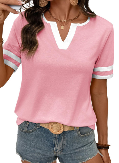 Limited time sale🔥Women's Casual Colorblock V-Neck T-Shirt