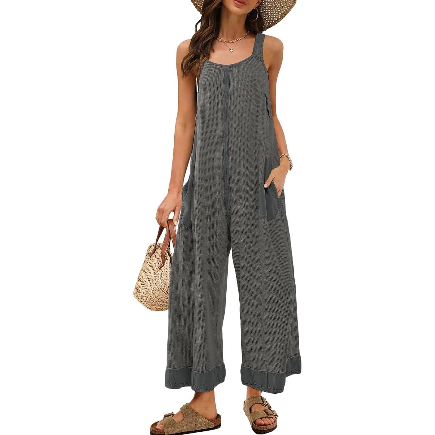 Women's Waffle Backless Jumpsuit (Buy 2 Free Shipping）