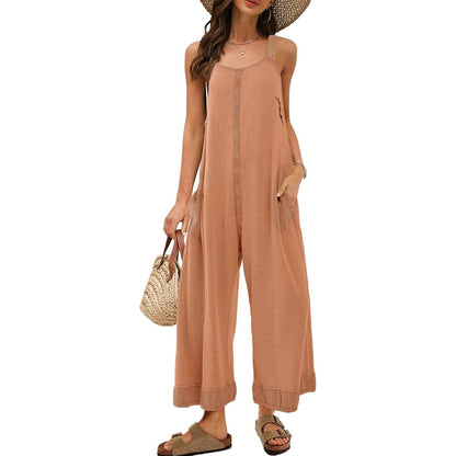 Women's Waffle Backless Jumpsuit (Buy 2 Free Shipping）