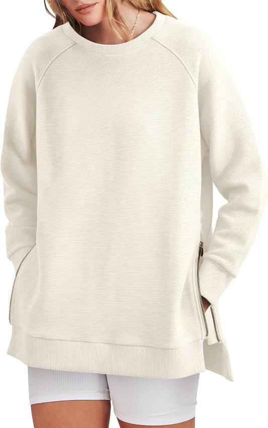Oversized Sweatshirt Crewneck Long Sleeve Tunic Pollover Shirts(BUY TWO FREE SHIPPING!!!!)