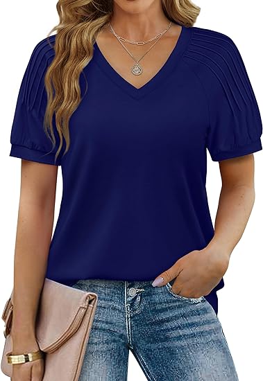 Women's Tops Pleated Short Sleeve Shirts (BUY 2 FREE SHIPPING)