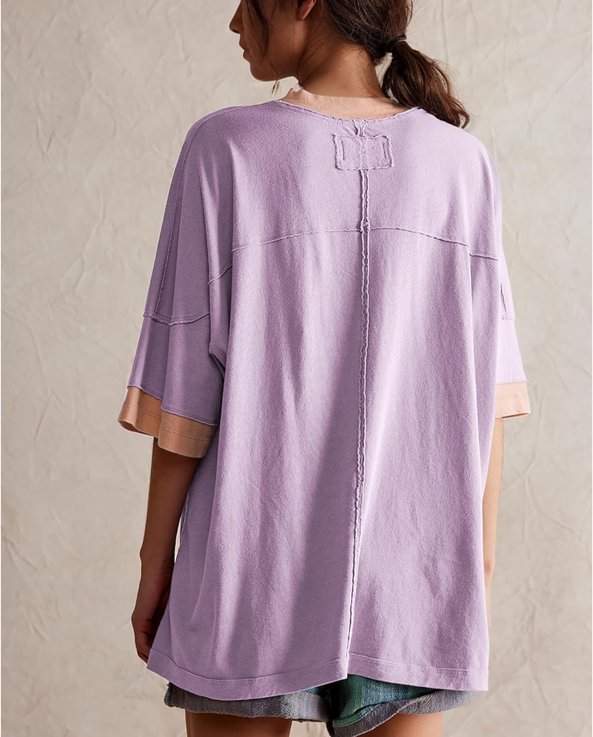 2024 Women's Oversized Color Block Short Sleeve T Shirt (Buy 2 Free Shipping)