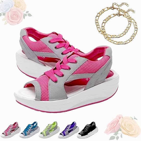 Contrast Paneled Cutout Lace-up Muffin Sandals （BUY 2 FREE SHIPPING)