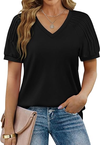 Women's Tops Pleated Short Sleeve Shirts (BUY 2 FREE SHIPPING)