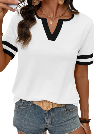 Limited time sale🔥Women's Casual Colorblock V-Neck T-Shirt