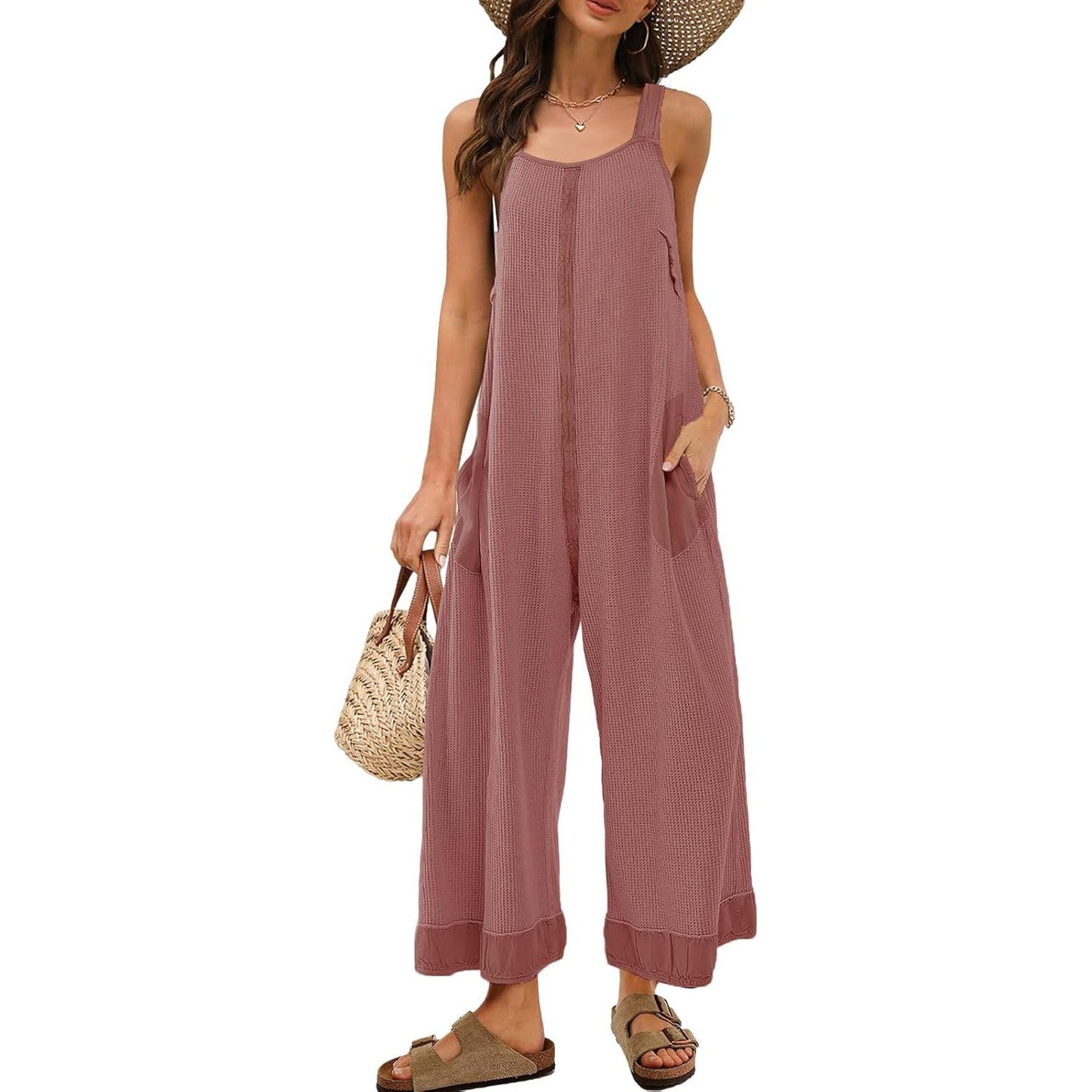 Women's Waffle Backless Jumpsuit (Buy 2 Free Shipping）