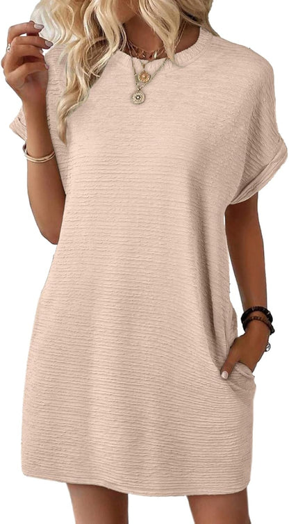 Limited time sale🔥Women's Lightweight Summer Short Sleeve Dress with Pockets