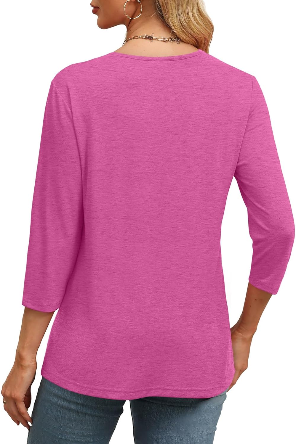 ✨Flash Sale Women's Trendy V Neck 3/4 Long Sleeve Tops Loose Fit Blouse