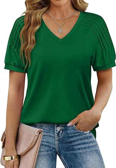 Women's Tops Pleated Short Sleeve Shirts (BUY 2 FREE SHIPPING)