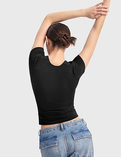 HOT SALE🔥 2024 Women's Square Neck Slim Fit Short Sleeve T-Shirt (BUY 2 FREE SHIPPING)