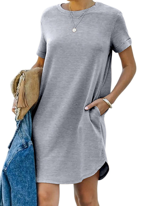 2024 Women's Casual Short Sleeve T Shirt Dress Basic Dresses with Pockets