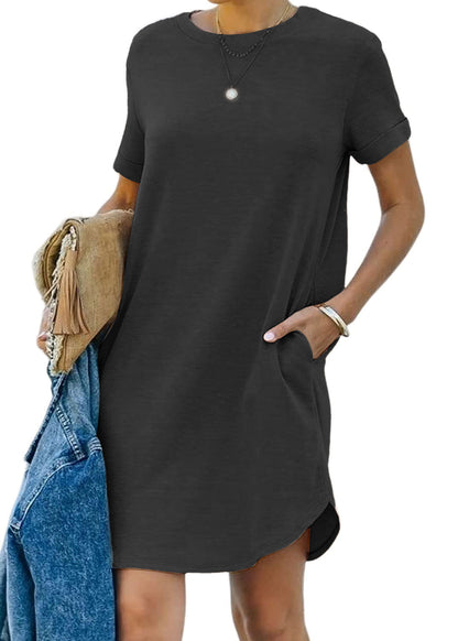 2024 Women's Casual Short Sleeve T Shirt Dress Basic Dresses with Pockets