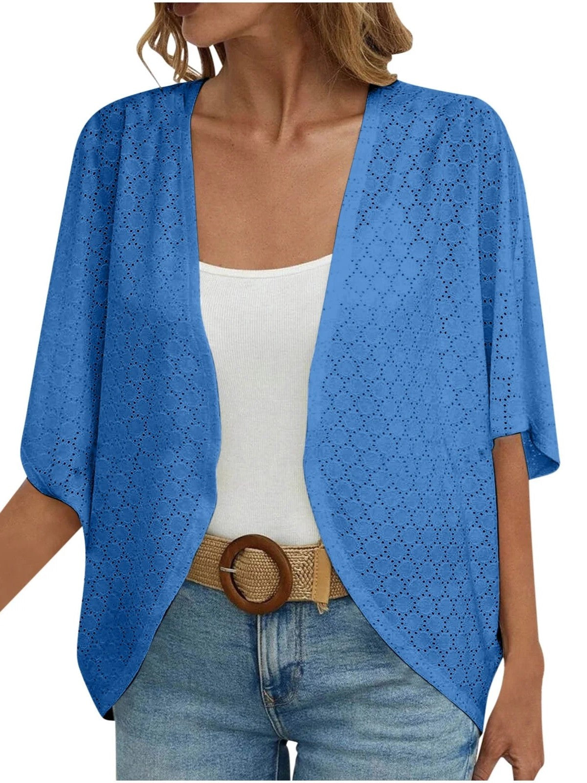 HOT SALE Women's Casual Lightweight Half Sleeve Hollow Cardigan