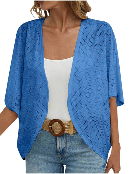 HOT SALE Women's Casual Lightweight Half Sleeve Hollow Cardigan