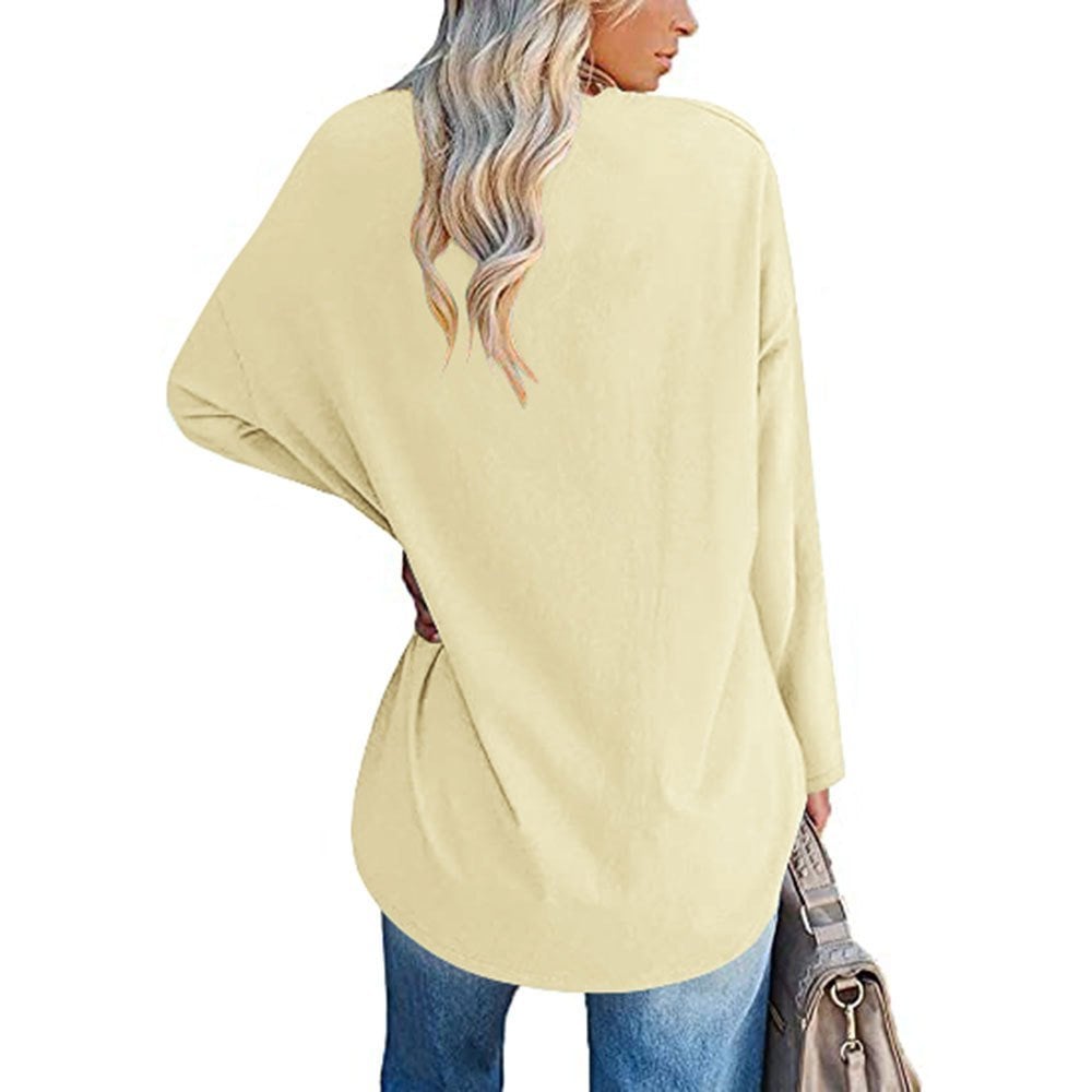 Women's Loose Long Sleeve Fashion V-neck Top