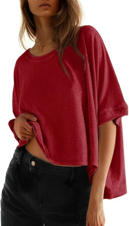 2026 Women's Solid Color Loose Oversized Basic T-Shirt